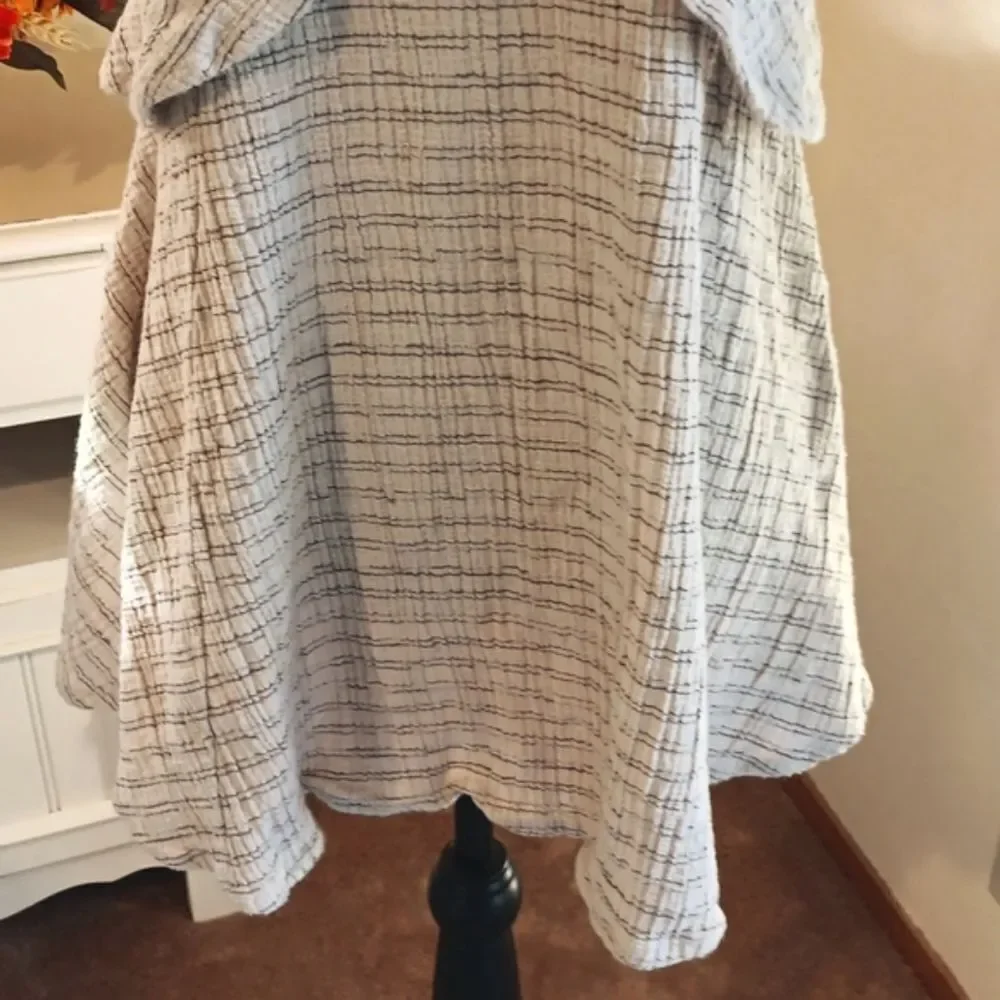 Free People Cream Linen/Cotton Mini Dress With Fun Back